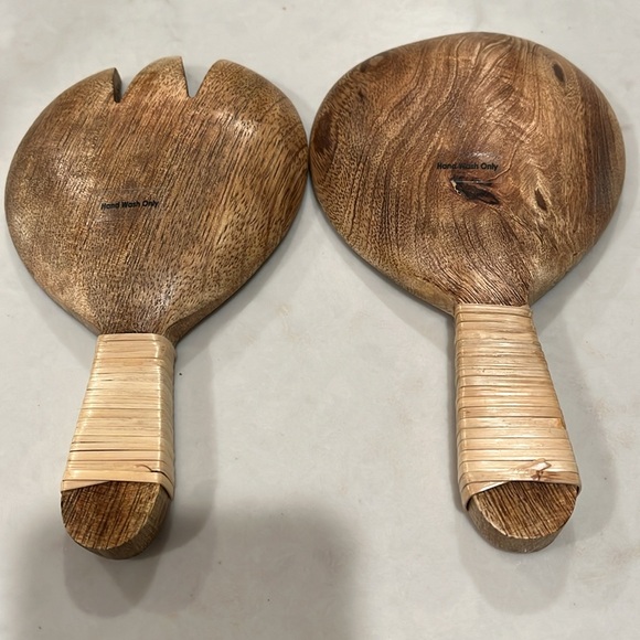 Bloomingville 7" Mango Wood Salad Servers with Bamboo Wrapped Handles/NWT - Picture 9 of 10